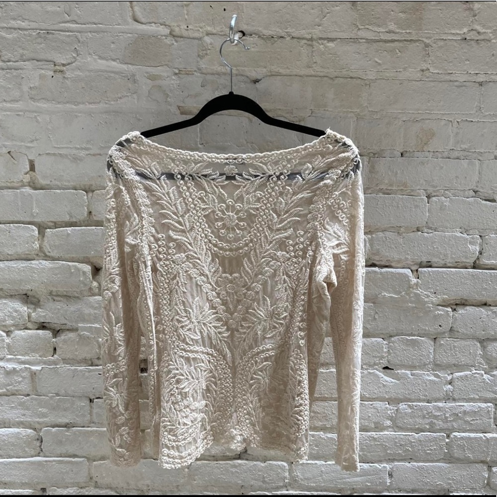 90s Express longsleeve white lace sweater